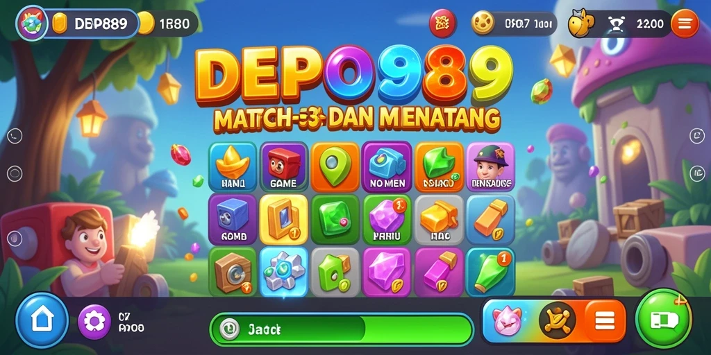 Screenshot gameplay <strong>DEPO89</strong> menampilkan momen seru menghubungkan buah warna-warni.