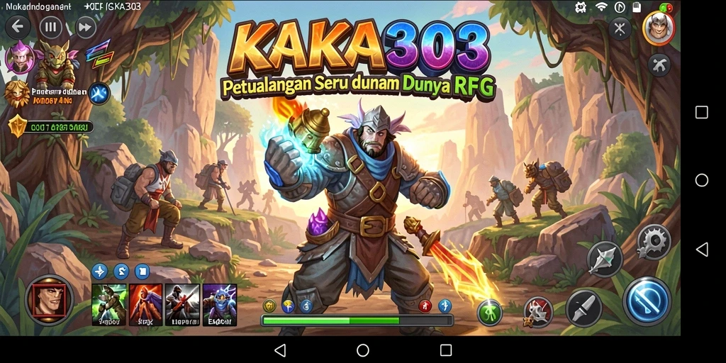 Tampilan gameplay seru dari KAKA303 dengan karakter dan monster RPG.