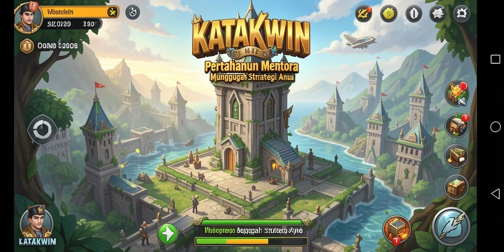 Tampilan gameplay KATAKWIN yang mendebarkan dalam Tower Defense.