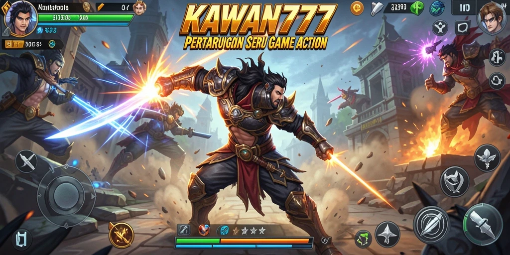 Screenshot menunjukkan pertarungan seru dalam KAWAN777.