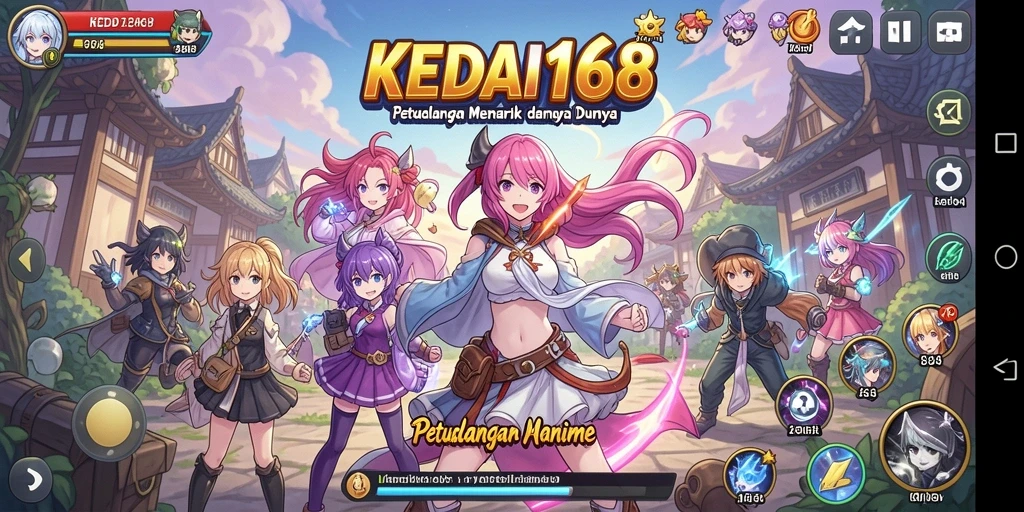 Gameplay seru KEDAI168 dengan karakter Anime ikonik.