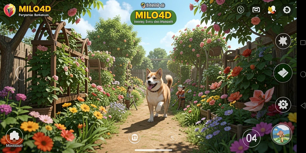 Tampilan gameplay <strong>MILO4D</strong> dengan aktivitas berkebun yang menarik.