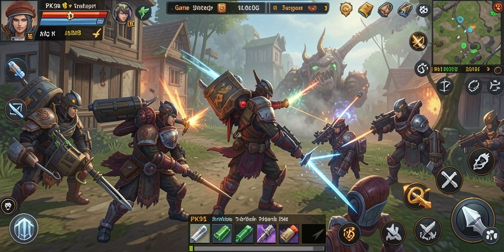 Screenshot gameplay PK95 menampilkan pertempuran strategis yang mendebarkan.
