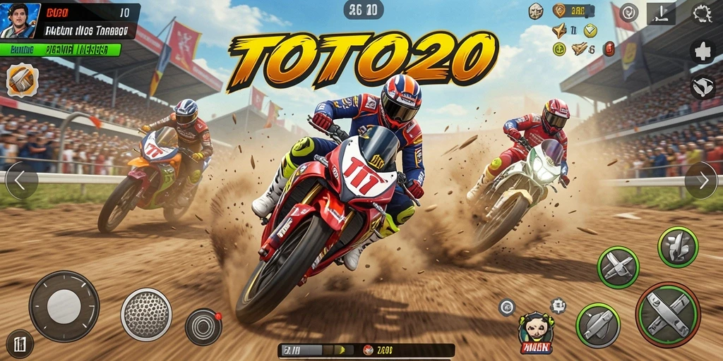 Tangkapan layar TOTO20 menampilkan aksi balapan yang mendebarkan dan grafis yang menakjubkan.
